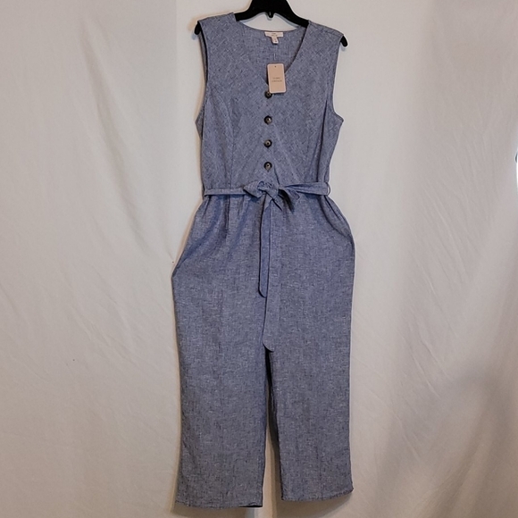 Como Vintage V Neck linen Blend Jumpsuit - Picture 5 of 11